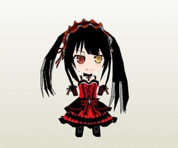 Date A Live Kurumi Tokisaki Chibi Papercraft kurumi tokisaki chibi model kits