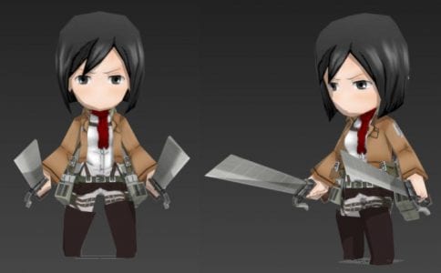Chibi Pajama Mikasa Ackerman Paper craft mikasa