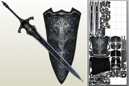Greatsword+shield of Artorias Cosplay paper craft greatsword shield of artorias untainted pdo pdf by eutytoalba da3akpi