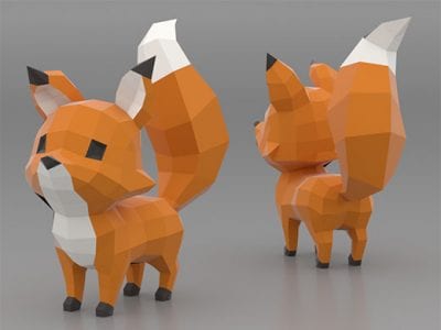 Cartoon Fox Paper craft kitsune