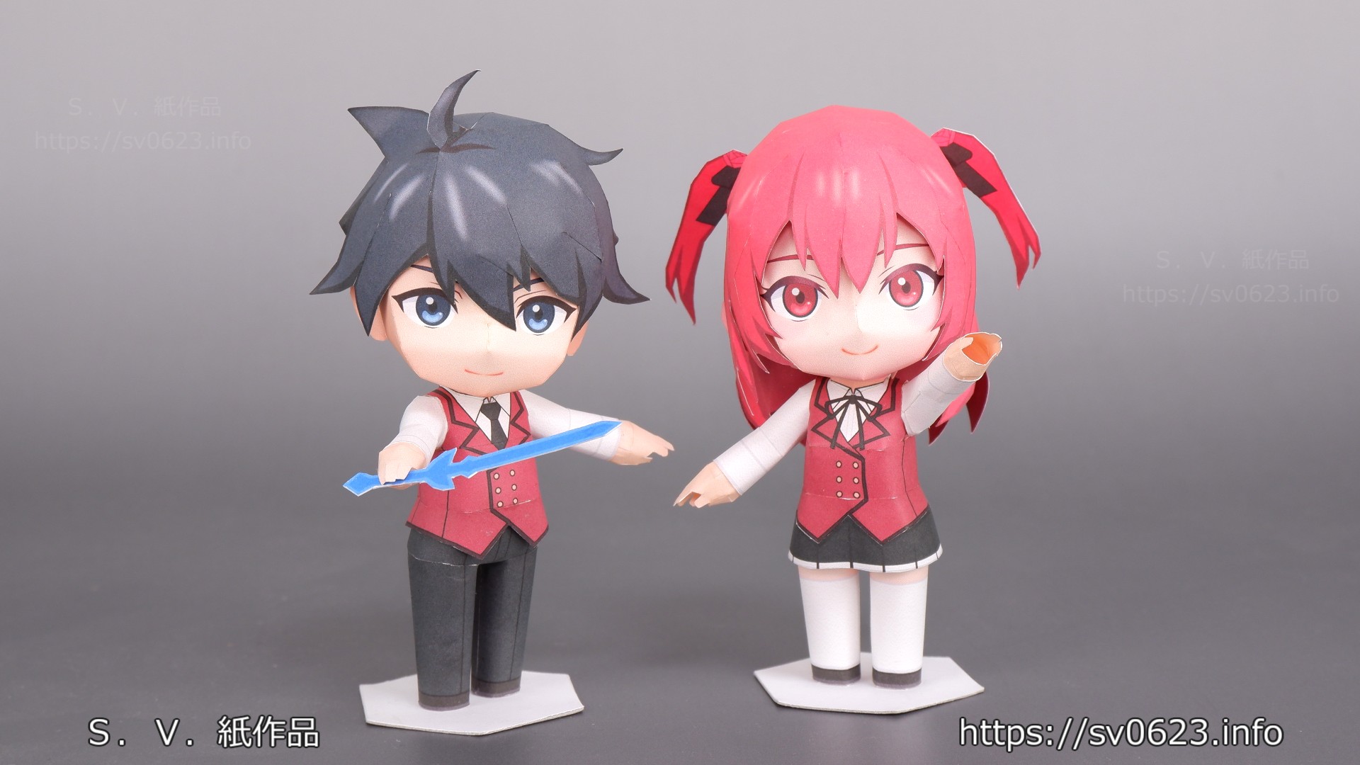 Chibi Papercraft of Ray White & Amelia Rose hyouken no majutsushi