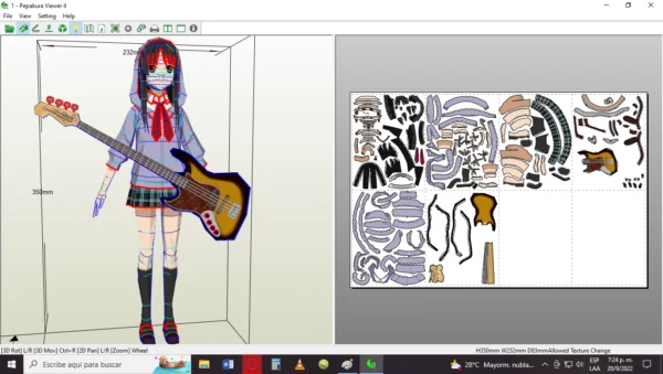 Akiyama mio k-on bassist papercraft IMG 0065 e1712518470499