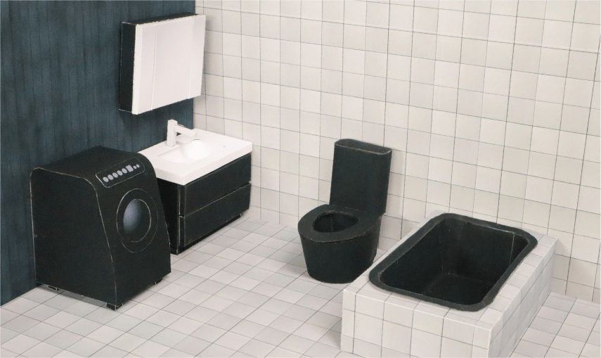 Bathroom set diorama papercraft bathroom diorama