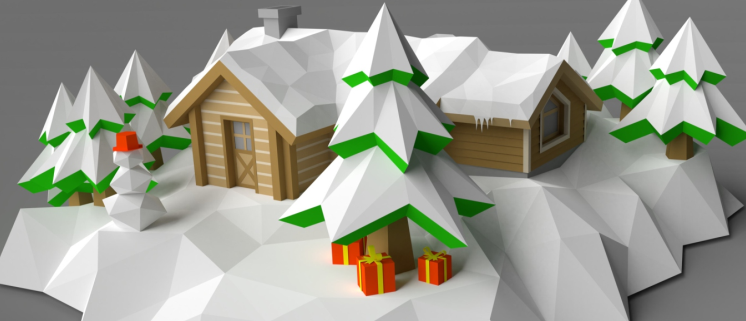 Log Cabin House Diorama santas house