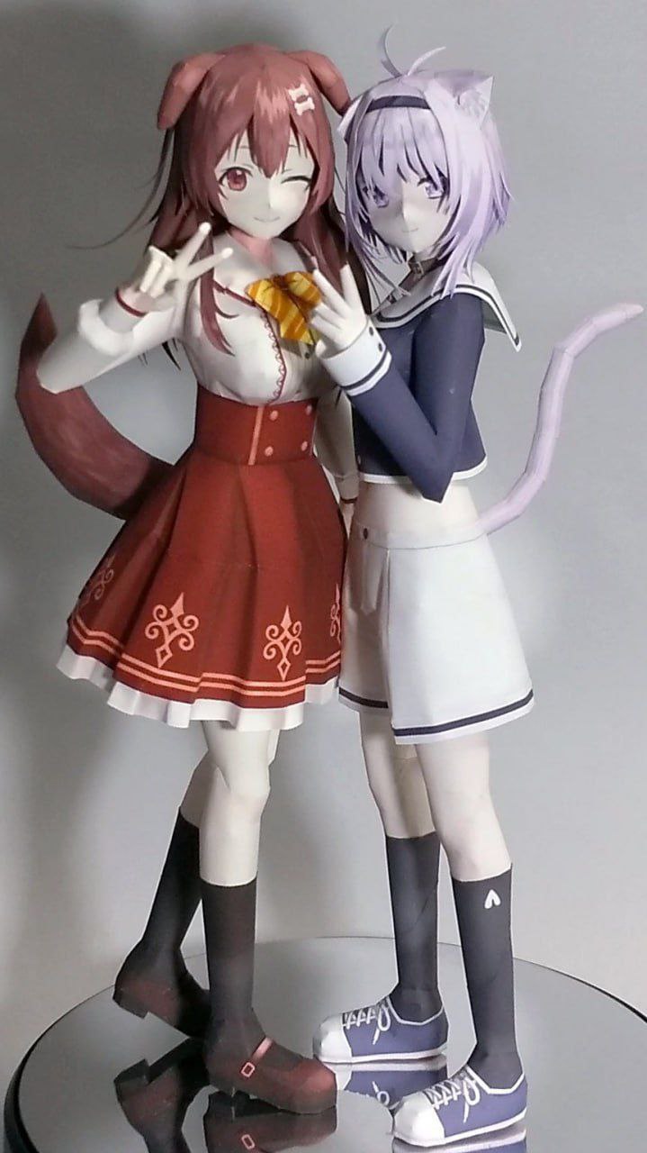 Okayu and Korone Papercraft (Vtuber) okayu korone