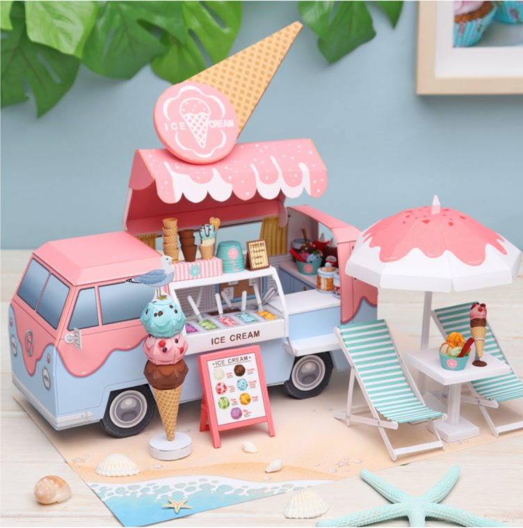 Ice Cream Truck Diorama Papercraft eye scream truck diorama 1
