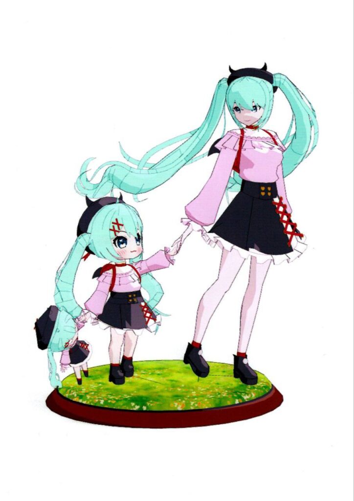 Hatsune Miku and Chibi Miku Papercraft hatsune miku and chibi miku