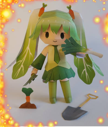 Chibi Salad Miku Papercraft salad miku